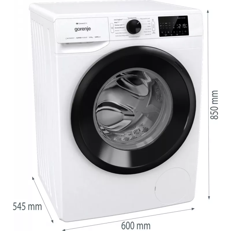 Lavadora de carga frontal Gorenje WPNEI84A1TS 8 kg 1400 rpm blanca