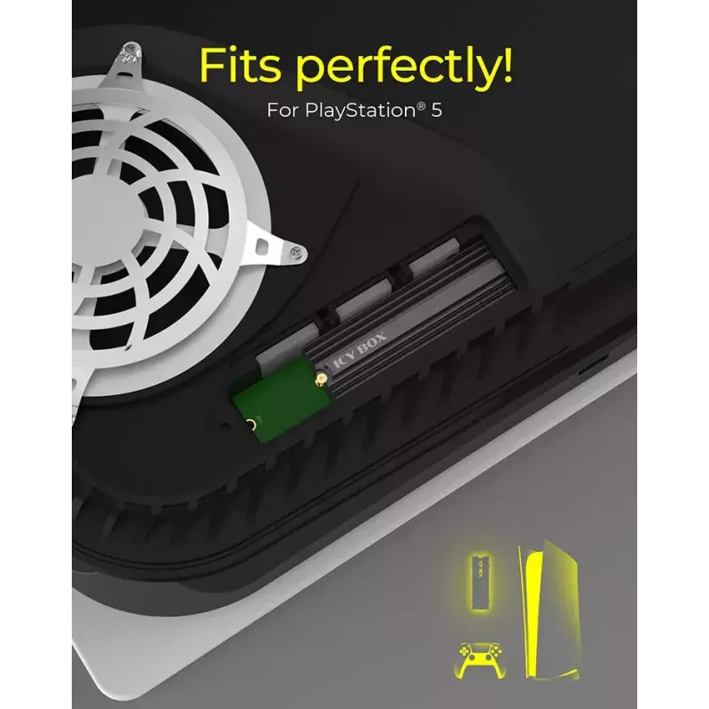 Disipador de calor ICY BOX IB-M2HS-PS5 para PlayStation 5 negro 27 mm x 76 mm x 9 mm