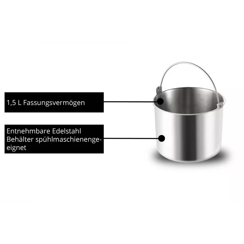 Unold 48826 Máquina de helados y yogurtera EVA máquina de helados con compresor 1,5 L 120 W Negro, Acero inoxidable