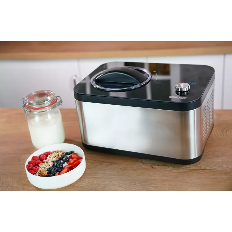Unold 48826 Máquina de helados y yogurtera EVA máquina de helados con compresor 1,5 L 120 W Negro, Acero inoxidable