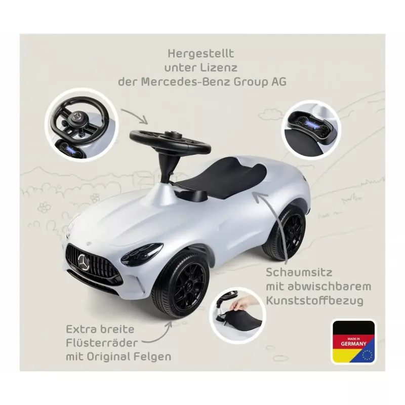Correpasillos Simba-Dickie BIG Mercedes-AMG GT en Plata/Negro – vehículo infantil de empuje/pedales