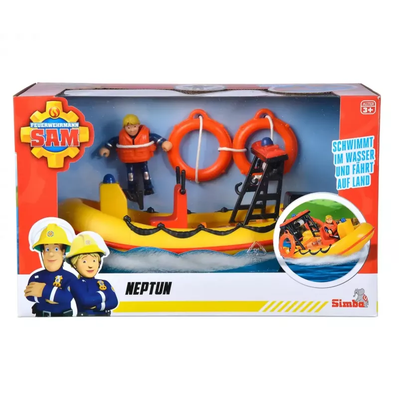 Barco de juguete Simba-Dickie Feuerwehrmann Sam barco Neptun con figura — vehículo de juguete