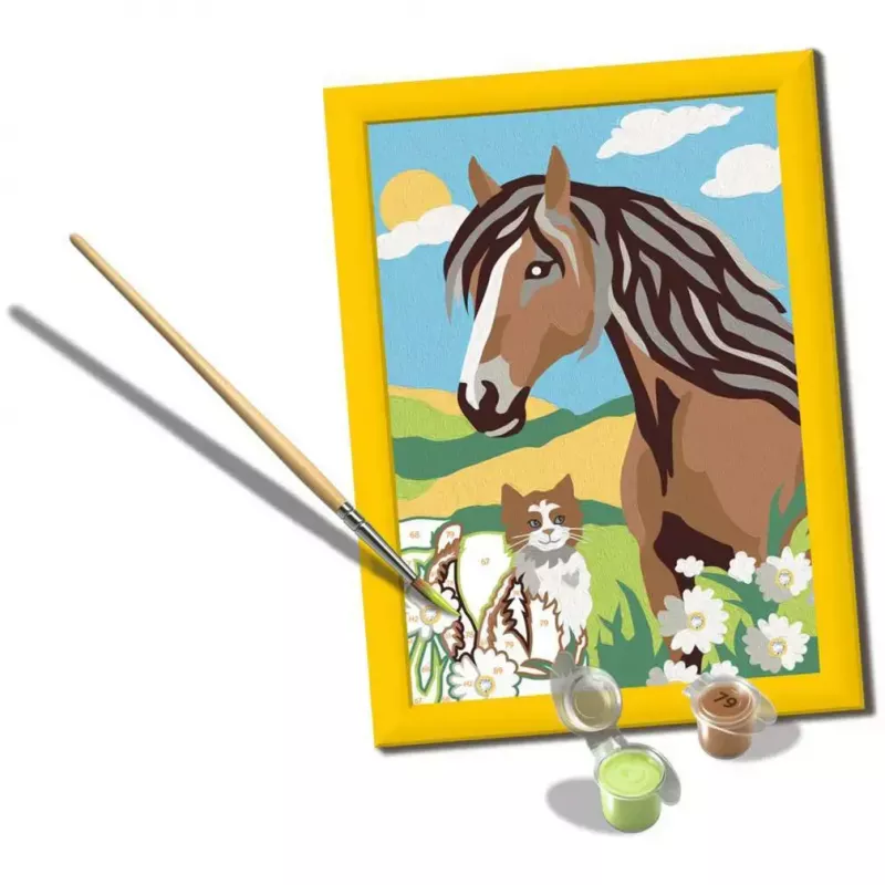 Set de pintura Ravensburger CreArt – motivo caballo y gatito, set creativo de pintar por números