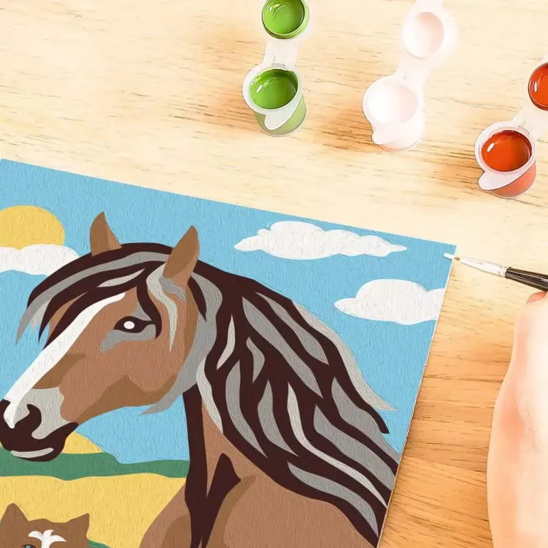 Set de pintura Ravensburger CreArt – motivo caballo y gatito, set creativo de pintar por números