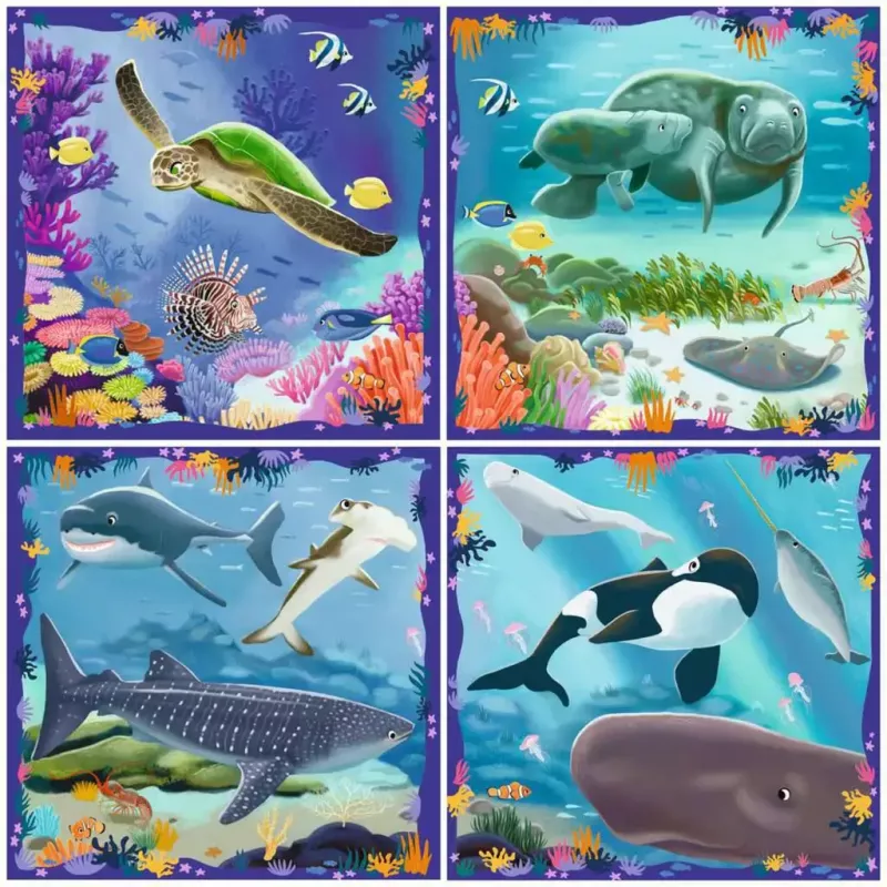 Puzle Ravensburger UP! Animales marinos — set con 64, 72, 81, 90 piezas