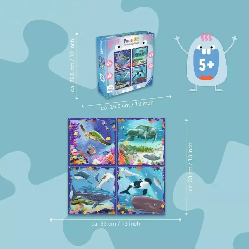 Puzle Ravensburger UP! Animales marinos — set con 64, 72, 81, 90 piezas