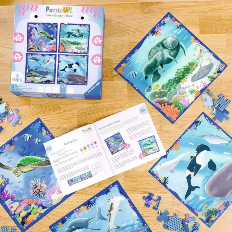 Puzle Ravensburger UP! Animales marinos — set con 64, 72, 81, 90 piezas