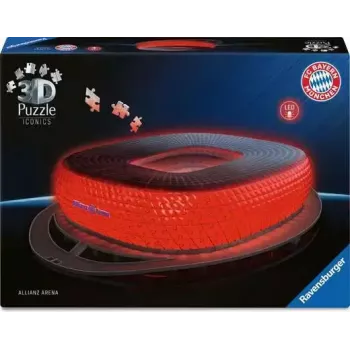 Puzle 3D Ravensburger Iconics Allianz Arena con luz, 216 piezas