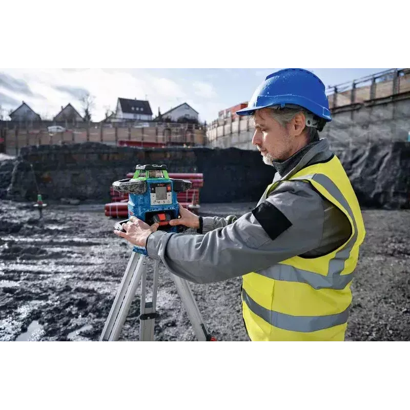 Bosch GRL 650 CHVG Professional nivel láser rotativo a batería, 70 m, láser verde, 18 V, con batería ProCORE18V 4,0 Ah, soporte y maletín, azul