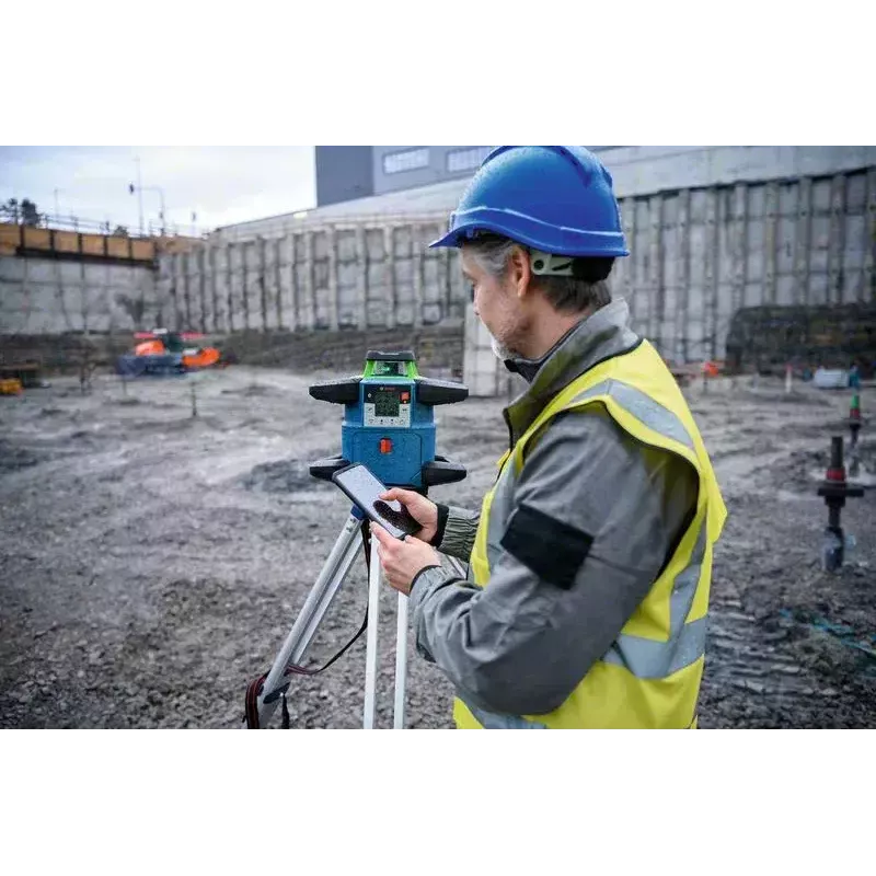 Bosch GRL 650 CHVG Professional nivel láser rotativo a batería, 70 m, láser verde, 18 V, con batería ProCORE18V 4,0 Ah, soporte y maletín, azul
