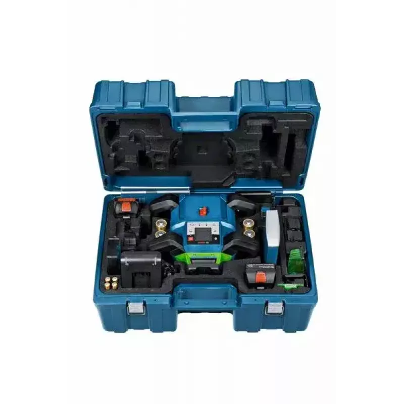 Bosch GRL 650 CHVG Professional nivel láser rotativo a batería, 70 m, láser verde, 18 V, con batería ProCORE18V 4,0 Ah, soporte y maletín, azul