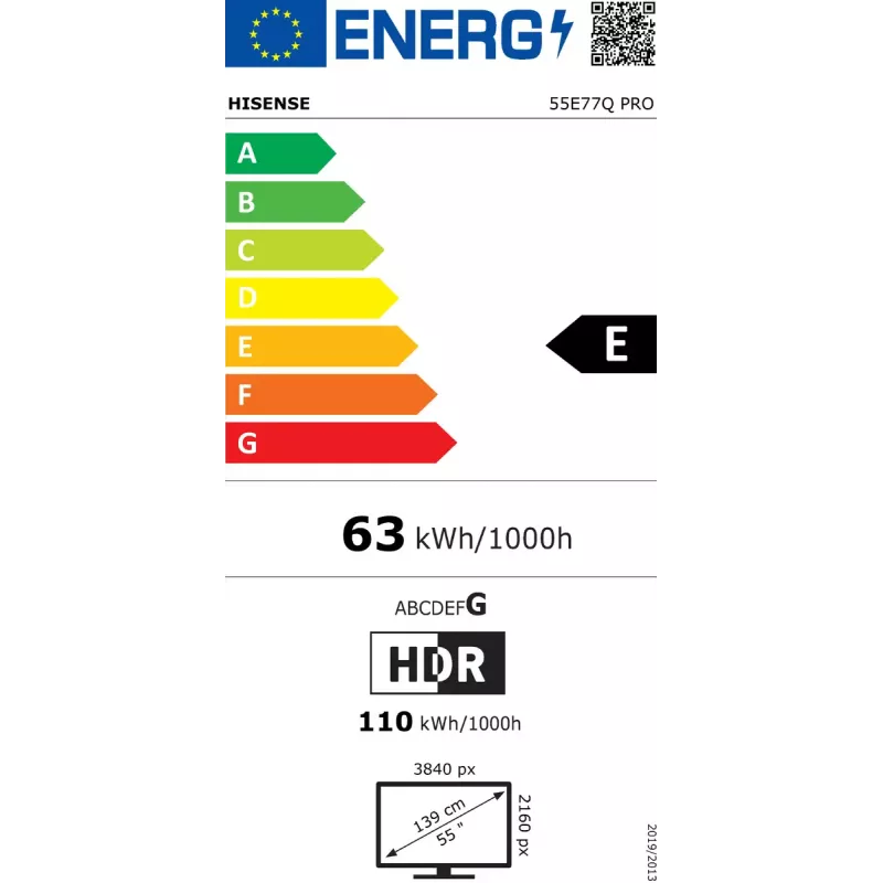 Hisense 55E77Q PRO 139,7 cm (55 inch) 4K Ultra HD Smart TV Wi-Fi negro