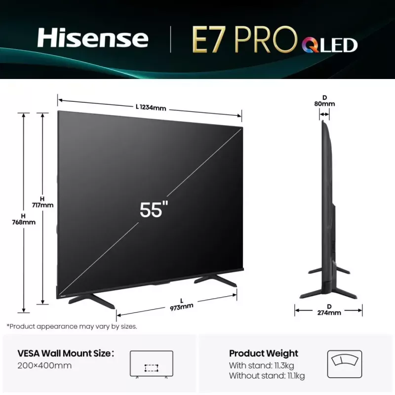 Hisense 55E77Q PRO 139,7 cm (55 inch) 4K Ultra HD Smart TV Wi-Fi negro