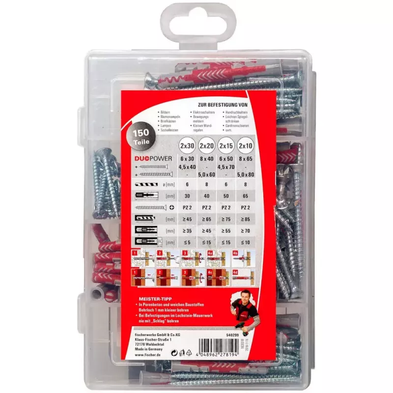 Set de tornillos y tacos Fischer 540299