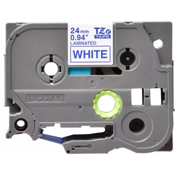 Cinta de escritura Brother TZe253 24 mm azul sobre blanco