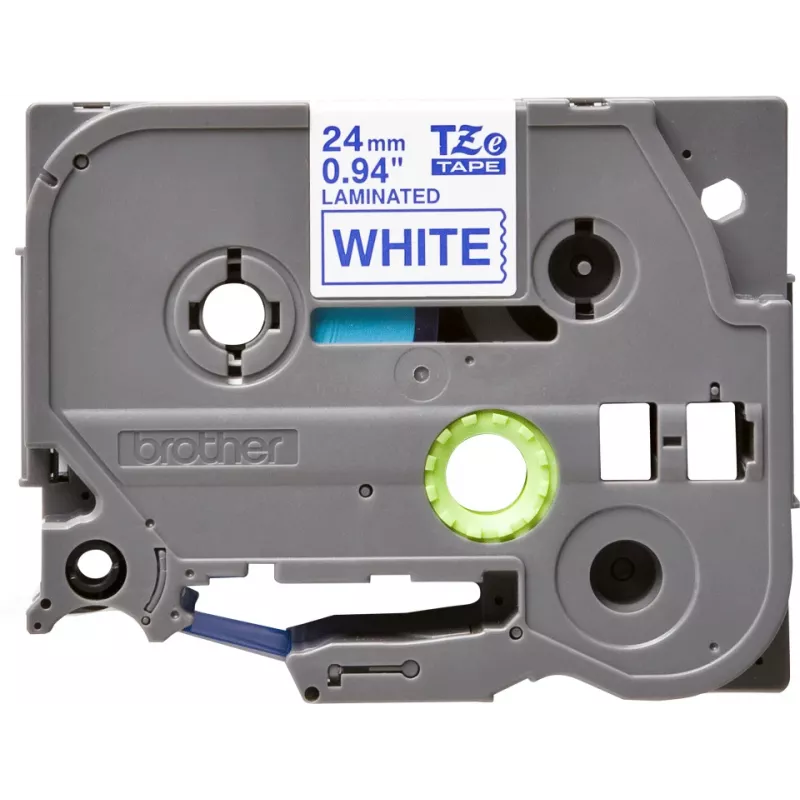Cinta de escritura Brother TZe253 24 mm azul sobre blanco