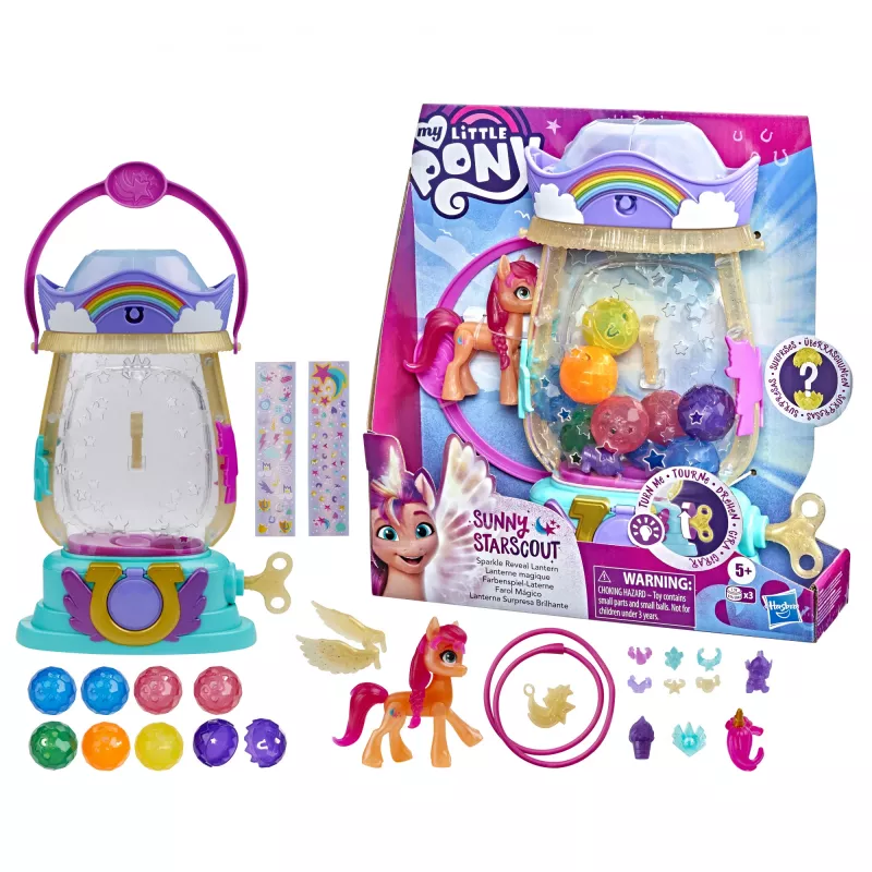 My Little Pony : Una nueva generación – Linterna Sparkle Reveal Sunny Starscout – Juguete luminoso con 25 piezas, sorpresas
