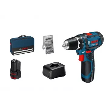 Atornillador a batería Bosch GSR 12V-15 Professional, 1300 RPM, Negro, Azul