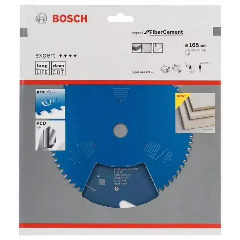 Bosch Expert for Fibre Cement hoja de sierra circular 165 mm, 4 dientes, orificio 20 mm, 2608644122