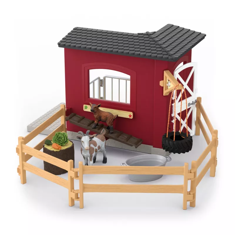 schleich FARM WORLD establo de cabras, granja, granja, animales de granja/juguete de granja, 3 años, multicolor
