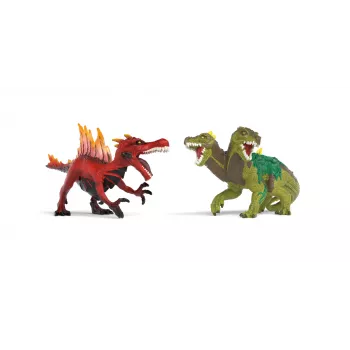 Set de figuras Schleich Eldrador Creatures dinosaurio de fuego vs. lagarto de la jungla, modelo 70834