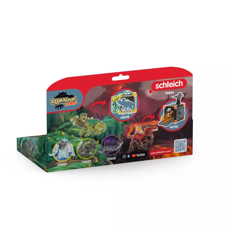 Set de figuras Schleich Eldrador Creatures dinosaurio de fuego vs. lagarto de la jungla, modelo 70834