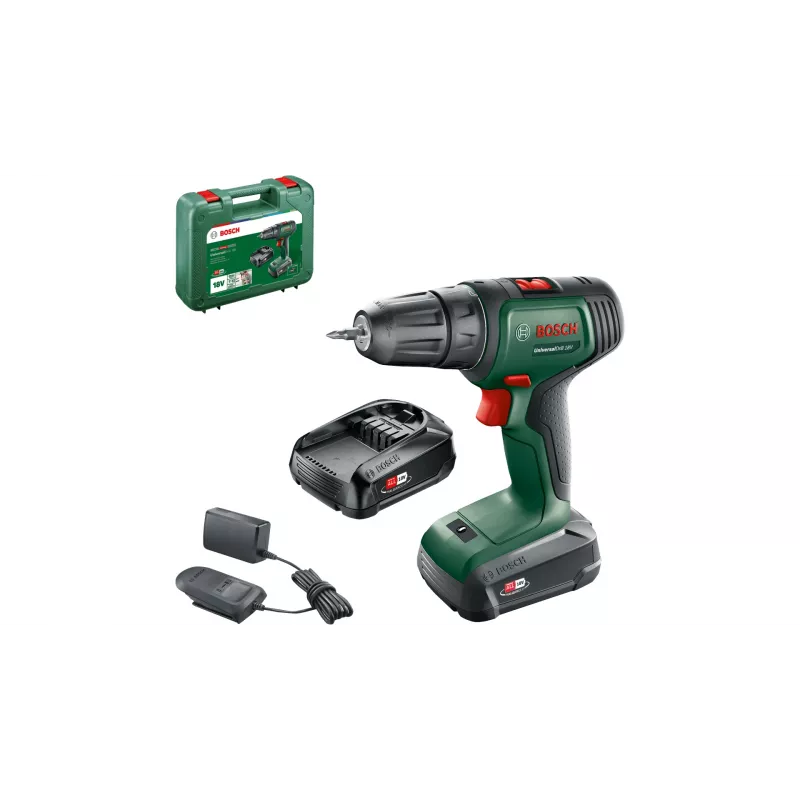 Bosch UniversalDrill 18V 1450 rpm portabrocas de cambio rápido 1,2 kg negro, verde