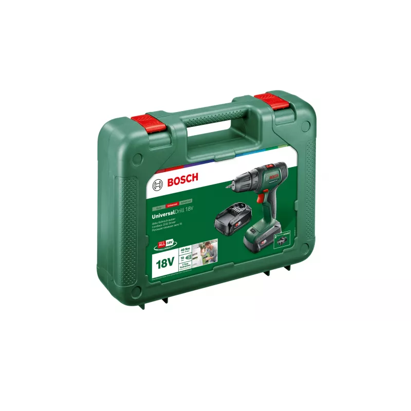Bosch UniversalDrill 18V 1450 rpm portabrocas de cambio rápido 1,2 kg negro, verde
