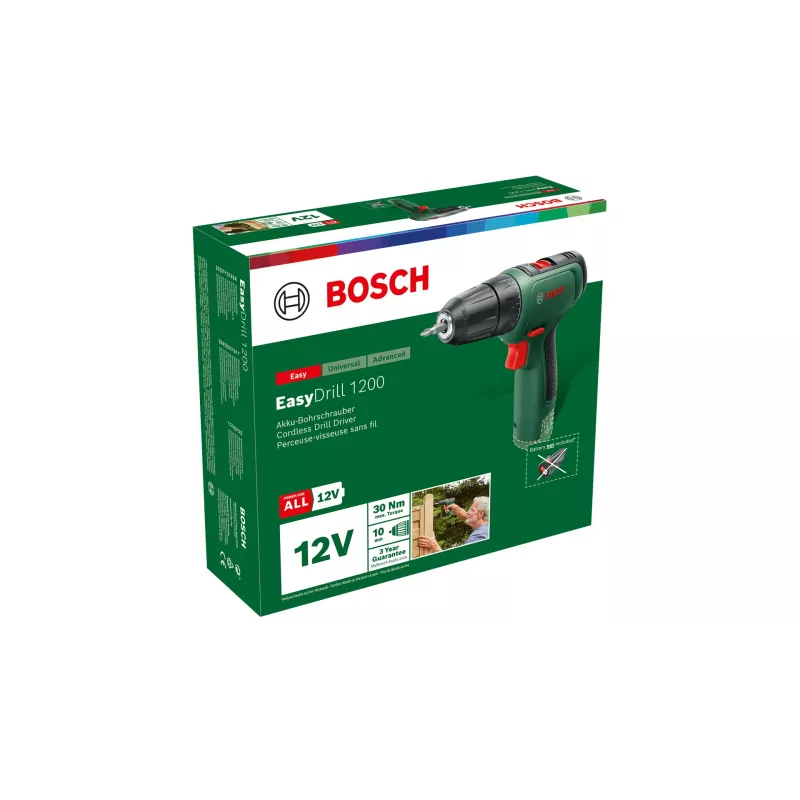 Bosch EasyDrill 1200 1500 RPM Sin llave 940 g Negro, Verde