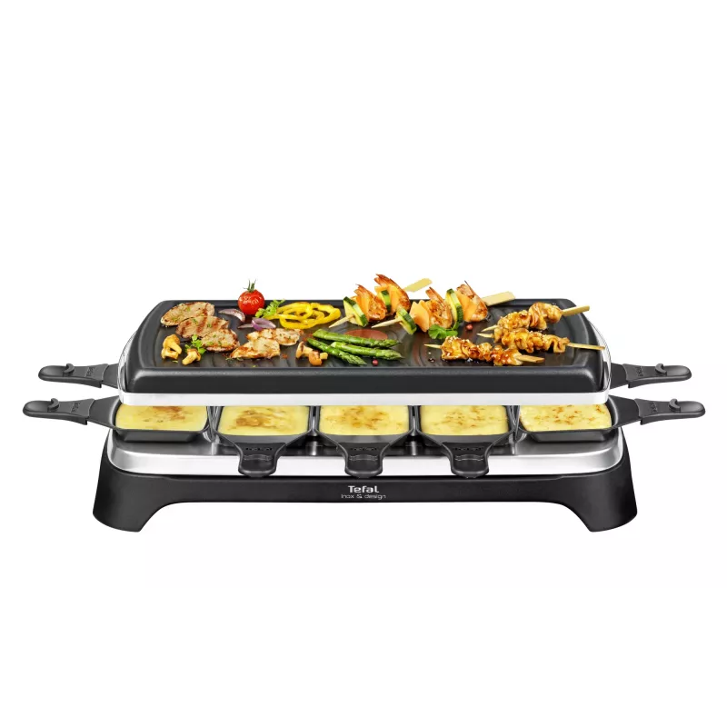 Tefal RE4588 Grill de raclette 10 personas 1350 W Negro, Acero inoxidable