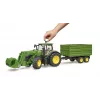 Tractor BRUDER John Deere 7R 350 con cargador frontal y remolque de eje tándem, Plástico, a partir de 3 años