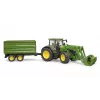 Tractor BRUDER John Deere 7R 350 con cargador frontal y remolque de eje tándem, Plástico, a partir de 3 años