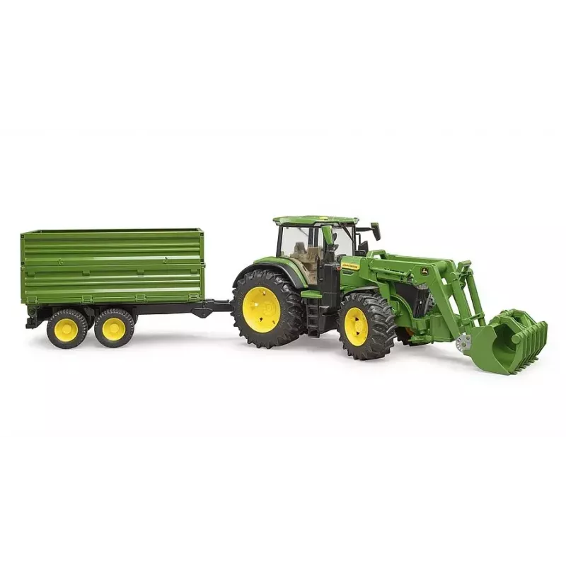 Tractor BRUDER John Deere 7R 350 con cargador frontal y remolque de eje tándem, Plástico, a partir de 3 años