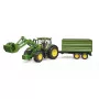 Tractor BRUDER John Deere 7R 350 con cargador frontal y remolque de eje tándem, Plástico, a partir de 3 años