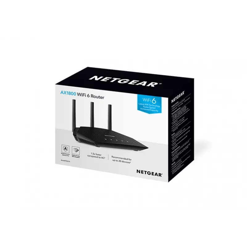 NETGEAR Nighthawk router WiFi 6 AX1800 4-Stream (RAX10) router inalámbrico Gigabit Ethernet dual-band (2,4 GHz / 5 GHz) negro
