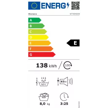 Secadora Siemens iQ300 WT43H004 de libre instalación carga frontal 8 kg Blanco