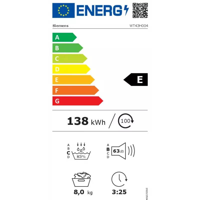 Secadora Siemens iQ300 WT43H004 de libre instalación carga frontal 8 kg Blanco