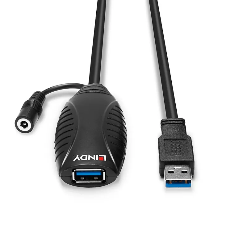 Lindy 43156 cable alargador activo USB 3.0, USB-A macho a USB-A hembra, 10 m, USB 3.2 Gen 1, 5 Gbit/s, negro