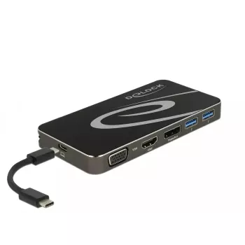 Base de acoplamiento DeLOCK USB Type-C 3.2 4K HDMI DP 1080p VGA USB Hub PD 3.0