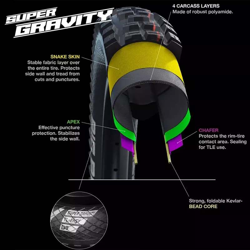 Neumático de bicicleta Schwalbe Magic Mary Super Gravity — negro/bronce