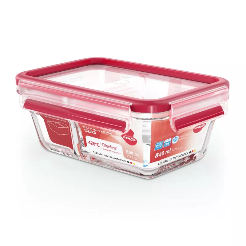 EMSA CLIP & CLOSE N10407 caja rectangular 0,8 L transparente 1 unidad