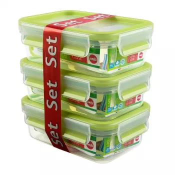 EMSA 508570 recipiente para conservar alimentos caja rectangular 0,55 L transparente 3 uds.