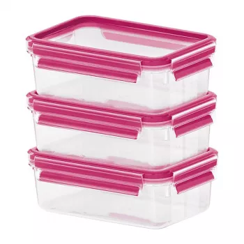 EMSA 515582 recipiente de almacenamiento caja rectangular 0,55 L rosa, transparente 3 unidades