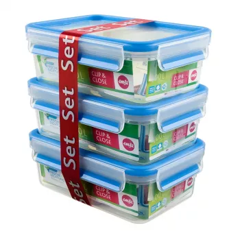 EMSA 508558 Recipiente para alimentos Caja rectangular 1 L azul, transparente 3 uds.