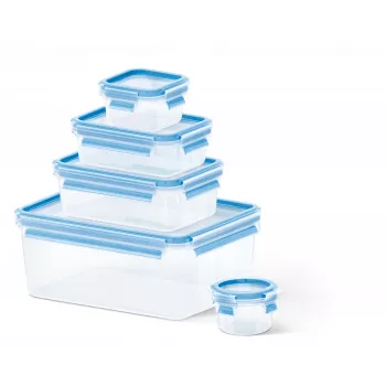 EMSA CLIP & CLOSE 508568 Recipiente para alimentos rectangular Set 3,7 L azul, transparente 5 uds.