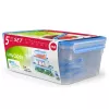 EMSA CLIP & CLOSE 508568 Recipiente para alimentos rectangular Set 3,7 L azul, transparente 5 uds.