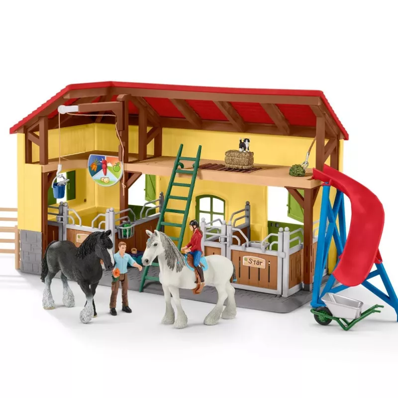 schleich FARM WORLD Establo de caballos, granja, animales de granja / juguete de granja, 3 años, multicolor, plástico