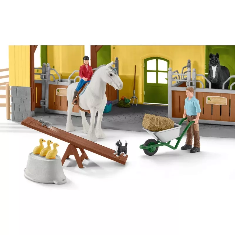 schleich FARM WORLD Establo de caballos, granja, animales de granja / juguete de granja, 3 años, multicolor, plástico