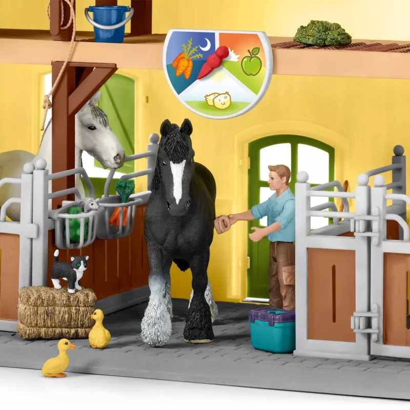 schleich FARM WORLD Establo de caballos, granja, animales de granja / juguete de granja, 3 años, multicolor, plástico