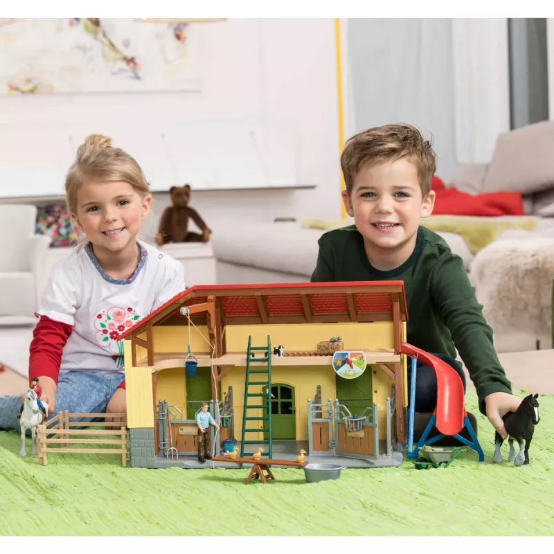 schleich FARM WORLD Establo de caballos, granja, animales de granja / juguete de granja, 3 años, multicolor, plástico